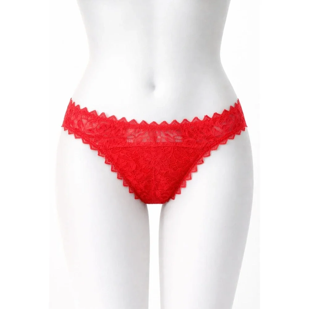 Cosabella‎ Red Floral Lace Open Back Cutout Cheeky Panties Scalloped Edge New M